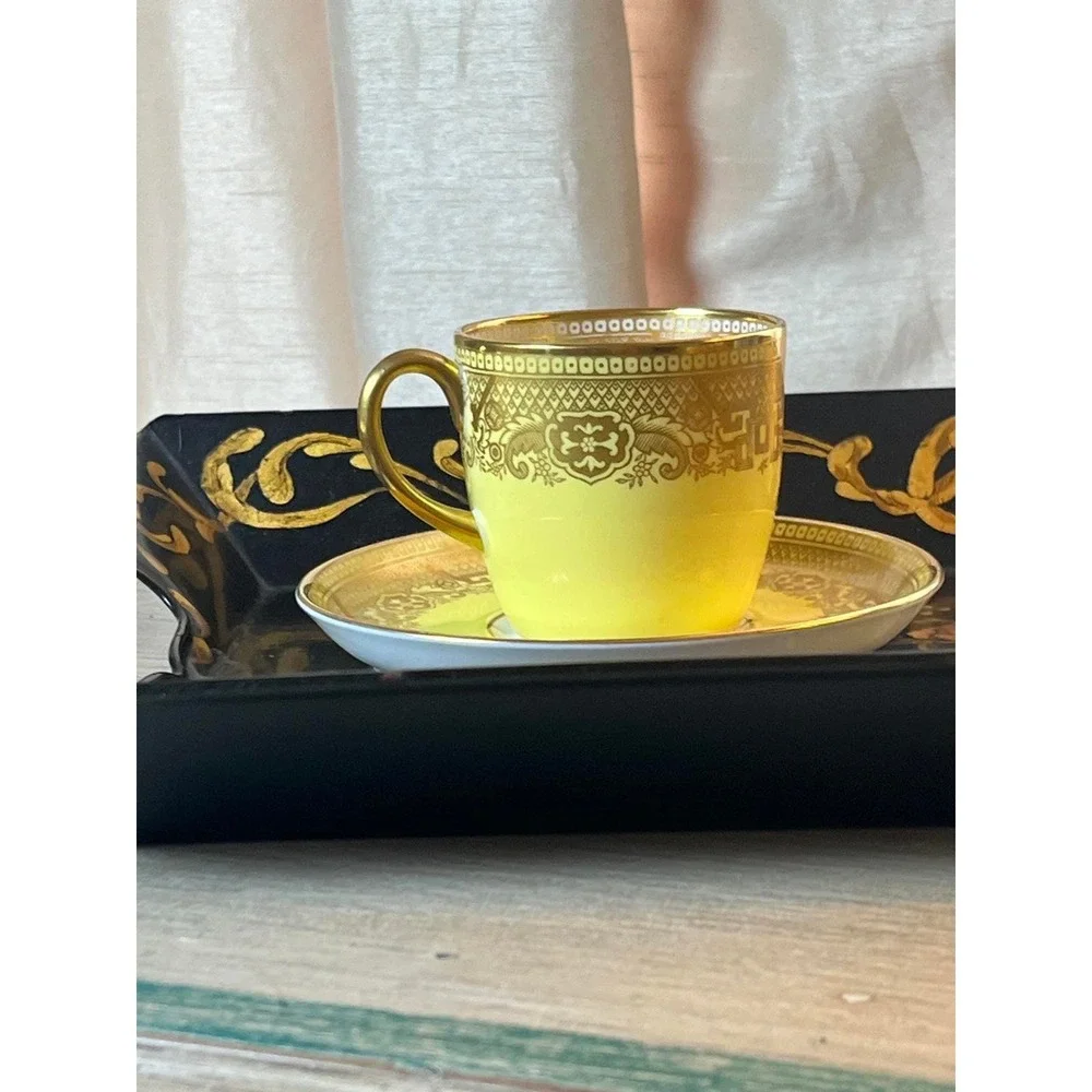 Cauldon China England Yellow Coffee Demitasse for Ovington Bros New York